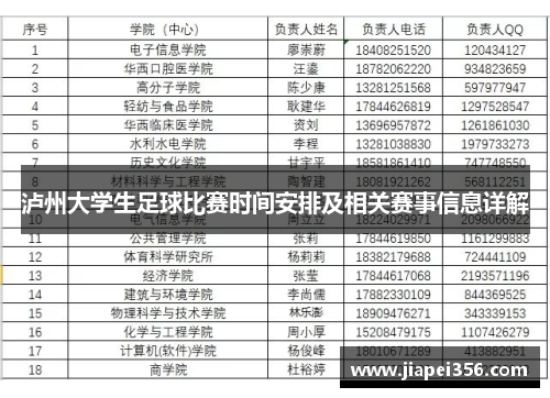 泸州大学生足球比赛时间安排及相关赛事信息详解